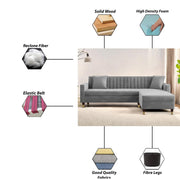 Grayon 3 Seater Convertible Sofa Set for Living Room, 3 Seater & Ottoman Modular Sectional Couch for Small Space (Black Colour) Fabric Sofa Set