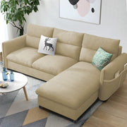 Andon 4 Seater L Shape Sofa Set for Living Room (Cream Fabric) Right Side Sofa