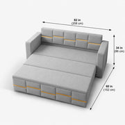 Casaliving Mordo 3 Seater Sofa Cum Bed for Living Room (Black Fabric) Premium Fabric Sofa Set