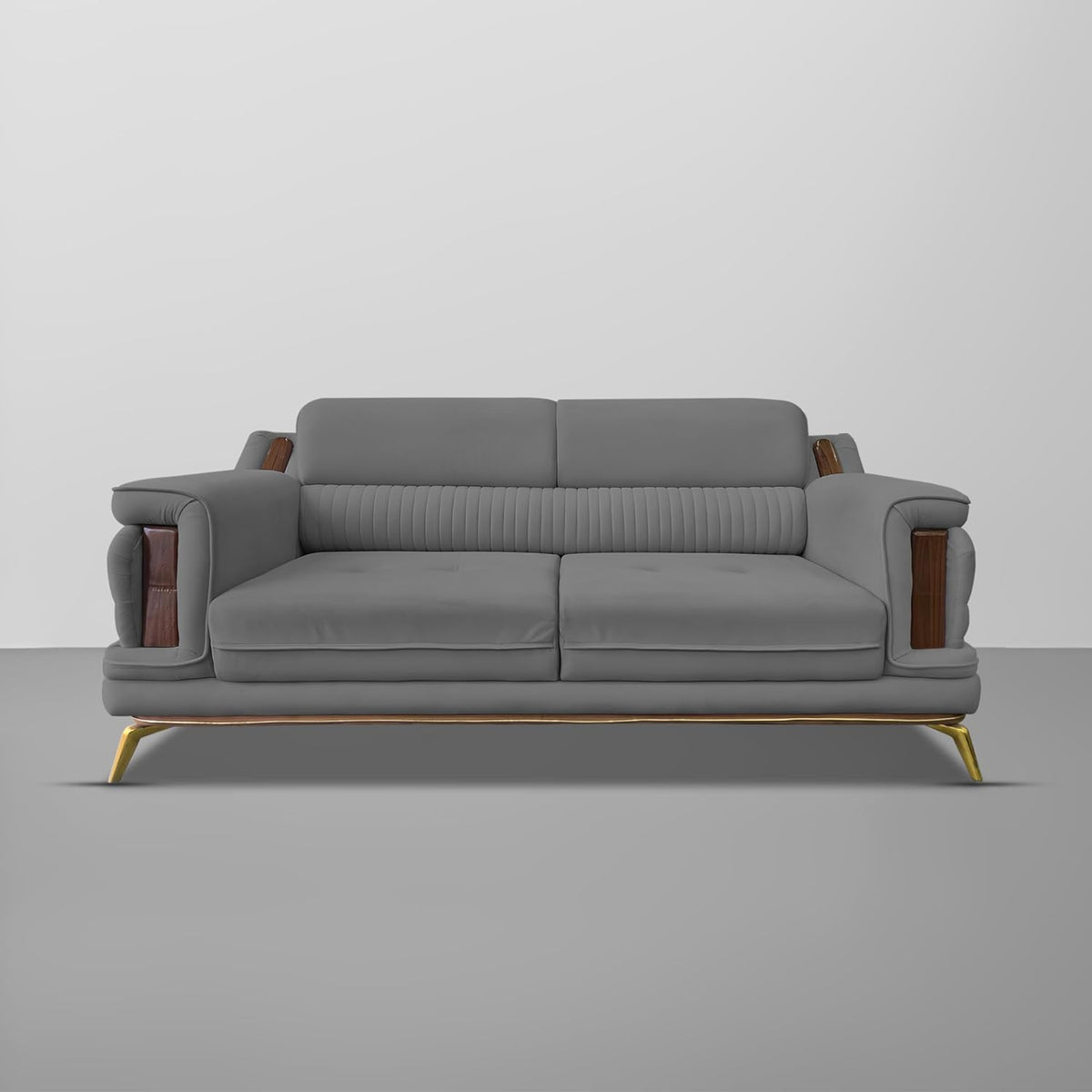 Falconar 3 Seater Sofa Set for Living Room (Dark Grey Fabric) Premium