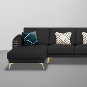 Falco LHS 6 Seater L Shape Sofa Set for Living Room (Black Fabric) Premium Fabric Sofa