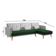Convertible Futon RHS 4 Seater Sofa Cum Bed with Adjustable Backrest Sofa for Living Room (Blue Grey Colour) Premium Fabric Sofa