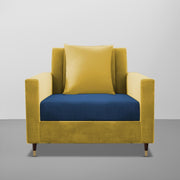 Garcia 1 Seater Sofa Set for Living Room (Blue Yellow - Colour) Premium Fabric Sofa Set