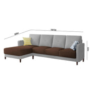 Swaloni LHS 6 Seater L Shape Sofa Set for Living Room (Brown Grey) Premium Fabric Sofa