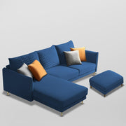 Casaliving Stanly LHS 4 Seater L Shape Sofa with Center Table for Living Room (Blue Fabric)