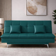 Danny 3 Seater Sofa Cum Bed Leatherette Fabric (Black) with Two Cushions Perfect for |Home Living |Office Room and Guest Room Premium Sofa