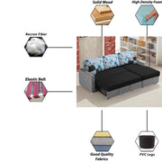 Rolando 4 Seater Sofa Cum Bed for Living Room (Cream Black) Premium Fabric Sofa