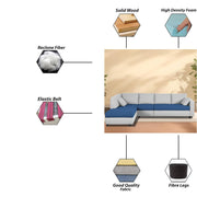 Dorian LHS 6 Seater L Shape Sofa Set for Living Room (Blue Grey Fabric) Premium Fabric Sofa