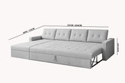 Casaliving Treshta 6 Seater LHS L - Shape Pull-Out Sofa Cum Bed Sofa for Living Room (Dark Grey Fabric Color) Premium Fabric Sofa Set for Living Room Sofa Cum Bed