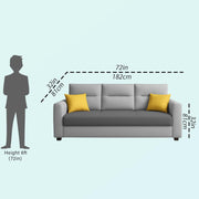 Evona 3 Seater Sofa Set for Living Room (Grey Dark Grey Colour Fabric) Premium Fabric Sofa