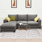 Rihan 4 Seater L Shape Sofa Set Living Room (Grey Fabric) Left Side Sofa