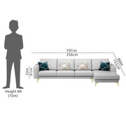 Falco RHS 6 Seater L Shape Sofa Set for Living Room (Grey Fabric) Premium Fabric Sofa