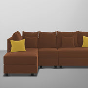 Inclair LHS 6 Seater L Shape Sofa Set for Living Room (Brown Fabric) Premium Fabric Sofa