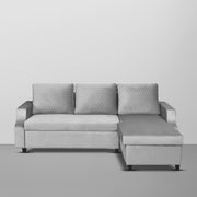 Asper RHS 4 Seater L Shape Sofa Set for Living Room (Grey Fabric) Premium Fabric Sofa