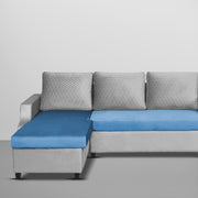 Asper LHS 4 Seater L Shape Sofa Set for Living Room (Turquise Grey Fabric) Premium Fabric Sofa