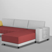 Linus RHS 4 Seater L Shape Sofa Set for Living Room (Maroon Grey Fabric) Premium Fabric Sofa