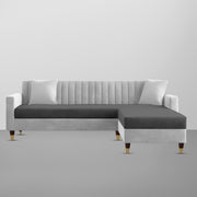 Grayon 3 Seater Convertible Sofa Set for Living Room, 3 Seater & Ottoman Modular Sectional Couch for Small Space (Black Colour) Fabric Sofa Set