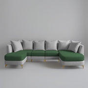 Zoe 8 Seater U Shape Sofa Set for Living Room (Black Grey Colour) Premium Fabric Sofa Set Living Room