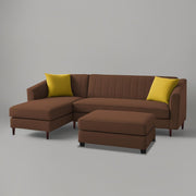 Neyami LHS 4 Seater with Ottoman L Shape Sofa Set for Living Room (Brown) Premium Fabric Sofa Set