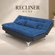 Casaliving Danny Sofa Cum Bed for Living Room Premium Fabric Sofa New 3 Seater Sofa Cum Bed Velvet Fabric with 2 Cushions and Suitable for All Indoor (Black Grey)