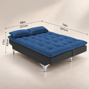 Casaliving Danny Sofa Cum Bed for Living Room Premium Fabric Sofa New 3 Seater Sofa Cum Bed Velvet Fabric with 2 Cushions and Suitable for All Indoor (Black Grey)