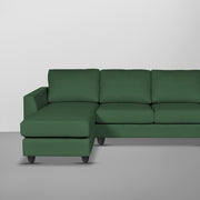 Danver LHS 4 Seater L Shape Sofa Set for Living Room (Green Fabric) Premium Fabric Sofa