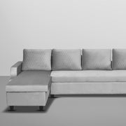 Asper LHS 6 Seater L Shape Sofa Set for Living Room (Grey Fabric) Premium Fabric Sofa