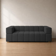 Casaliving Royce Modern Velvet Fabric Sofa, Tufted Design Upholstered 3 Seater Sofa Set for Living Room, Premium Velvet Fabric Sofa (Black)
