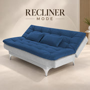 Casaliving Danny Sofa Cum Bed for Living Room Premium Fabric Sofa New 3 Seater Sofa Cum Bed Velvet Fabric with 2 Cushions and Suitable for All Indoor (Black Grey)