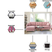 Lizel LHS 4 Seater L Shape Sofa Set for Living Room (Pink Fabric) Premium Velvet Fabric Sofa