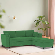 Blustin RHS 4 Seater L Shape Sofa Set for Living Room (Green Fabric) Premium Fabric Sofa