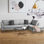 Romeio LHS 6 Seater L Shape Sofa Set for Living Room (Cream Fabric)