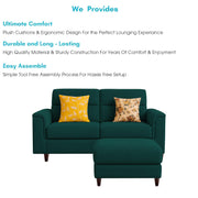 Casaliving Nancy 2 Seater with Ottoman Sofa Set for Living Room (Black Colour) Premium Fabric Sofa Set