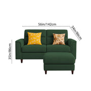 Casaliving Nancy 2 Seater with Ottoman Sofa Set for Living Room (Black Colour) Premium Fabric Sofa Set