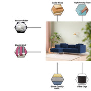 Vesco LHS 4 Seater L Shape Sofa Set for Living Room (Blue) Premium Fabric Sofa