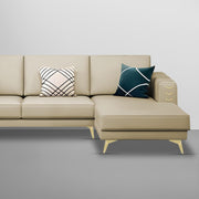 Falco RHS 4 Seater L Shape Sofa Set for Living Room (Cream Fabric) Premium Fabric Sofa