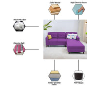 Lifestyle 4 Seater RHS L Shape Sofa Set for Living Room - (Purple Fabric) Premium Fabric Sofa Set