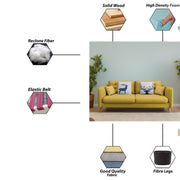 Duckby 3 Seater Sofa Set for Living Room (Black Colour) Premium Fabric Sofa