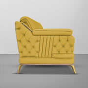 Falconar 3 Seater Sofa Set for Living Room (Yellow Fabric) Premium Fabric Sofa