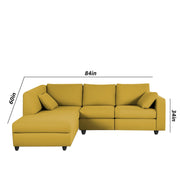 Dorian LHS 4 Seater L Shape Sofa Set for Living Room (Yellow Fabric) Premium Fabric Sofa
