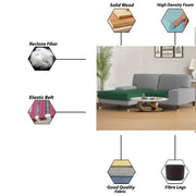 Latieo LHS 2 Seater Lounger L Shape Sofa Set for Living Room (Green Grey) Premium Fabric Sofa