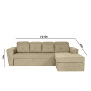 Elvi RHS 6 Seater L Shape Sofa Set for Living Room (Cream Fabric) Premium Fabric Sofa
