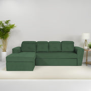 Elvi LHS 6 Seater L Shape Sofa Set for Living Room (Green Fabric) Premium Fabric Sofa