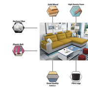 Lanorome LHS 4 Seater L Shape Sofa Set for Living Room- (Yellow Grey) Premium Fabric Sofa