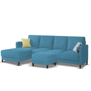 Swaloni LHS 6 Seater L Shape Sofa Set with Center Table for Living Room (Turquise) Premium Fabric Sofa