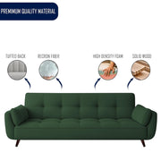 Francois 3 Seater Convertible Sofa Cum Bed for Living Room (Green Fabric) Premium Fabric Sofa