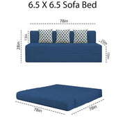 Marcus 3 Seater Sofa Cum Bed with 3 Cushions for Living Room (Black Fabric) Premium Fabric Sofa Set 6.5 X 6.5 Feet