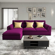 Delton LHS 4 Seater L Shape Sofa Set for Living Room (Purple) Premium Fabric