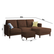 Swaloni RHS 4 Seater L Shape Sofa Set with Center Table for Living Room (Brown) Premium Fabric Sofa