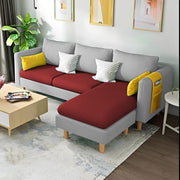 Asser RHS 4 Seater L Shape Sofa Set for Living Room (Maroon Grey) Premium Fabric Sofa